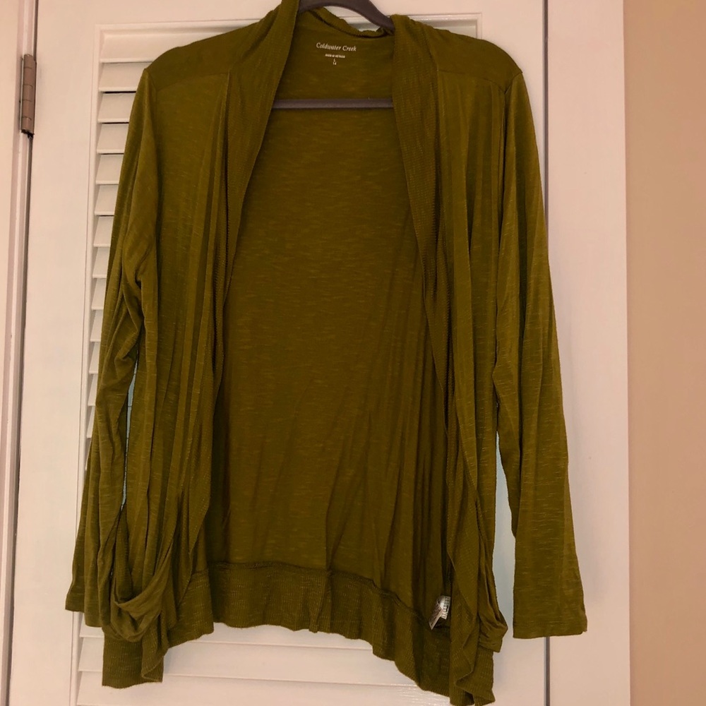 Large Coldwater Creek Olive Cardigan